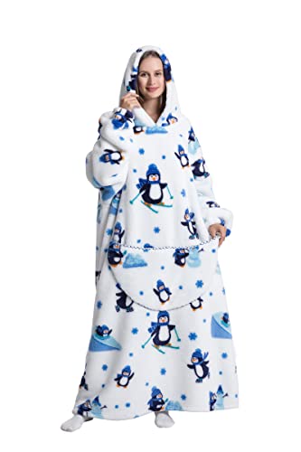 Pterygoid Extra Long Oversized Blanket Hoodie,Wearable Hooded Blanket Adult for Women and Men,Hoodie Blanket with Pocket,Fluffy Throw Sweatshirt - Image 3