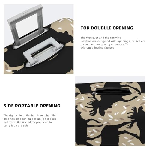 VOSERY Travel Luggage Cover - Moose antlers elk vintage Washable Suitcase Covers Protector Fits 18-32 Inches Luggage3