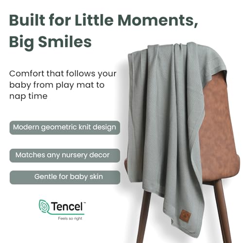 Image of Hypoallergenic Baby Blanket - 30x40 Inches Green, Oeko-TEX Certified, Thermal-Regulating, Soft Knit for Girls & Boys - Swaddle or Toddler Blanket, Dua