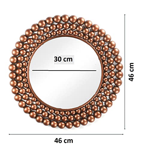 Image of Artemade De-Coppera Decorative Mirror | Wall Mounted Hanging Mirror for Home Decor | Round| Framed