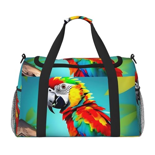 Parrots On Tree print Carry on Bag Underseat forTraveling Personal Item Bag Travel Duffel Bag Gym Bag for Women Men