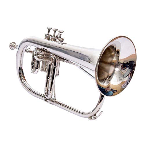 Scexports Silver Chrome Flugel Horn Bb Flat With Free Case Box & Mouth Fluglehorn. #TOP22