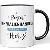 JUNIWORDS Tasse, Bester Mineralienhändler, mit ganz viel Herz, Schwarz (6055399)
