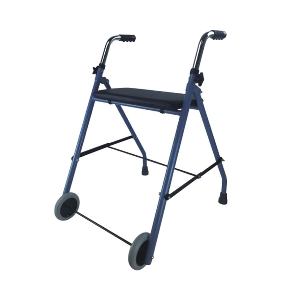 INTANICA A03, ANDADOR PARA ANCIANOS,MATERIAL ACERO, EMPUÑADURAS ERGONÓMICAS, LIGERO, ASIENTO, COLOR AZUL, AJUSTABLE, PLEGABLE, RESISTENTE, PESO SOPORTADO HASTA 100KG