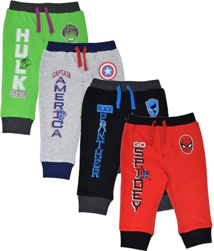 Marvel Avengers Hulk Black Panther Captain America Baby 4 Pack Jogger Pants Newborn to Big Kid