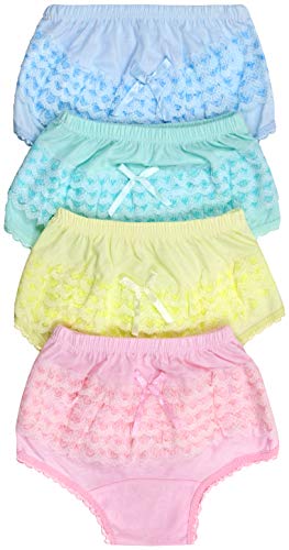 Tobeinstyle Girl's Pack Of 4 Cotton Ruffle Hem Panties - Ruffle Back - Size 1 #TOP28