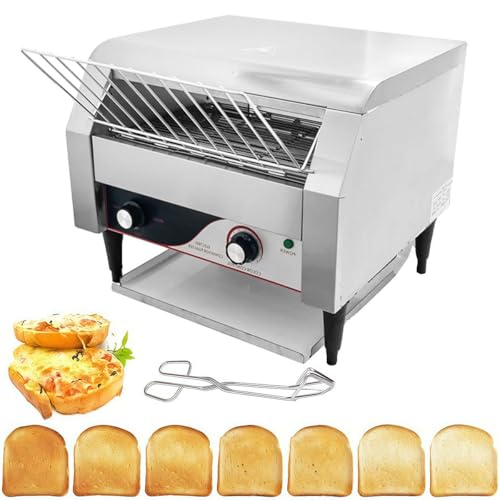 DIUNAOZI Toaster Convoyeur,150/300/450 Tranches/H,Grille-Pain Industriel Robuste à Convoyeur,Four éLectrique en Acier Inoxydable, 7 Vitesses pour...
