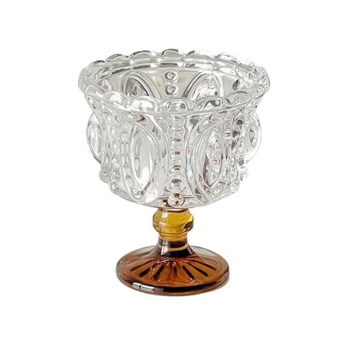 Copas de helado vintage de vidrio con base marrón de 250 ml para postres 2