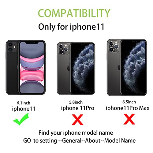 Cavor For Iphone 11 Case With Card Holder,Iphone 11 Wallet Case For Women,Phone Case Iphone 11 Case With Strap And Stand,Polka Dots Leather Shockproof Protective Cover For Men- Purple #TOP1