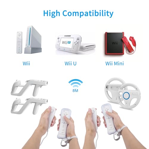Image of TechKen 2 Pack Wii Remote Controller and Nunchuck with Silicone Case and Wrist Strap for Wii Wii U