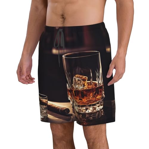 Men's Swim Trunks Quick Dry Board Shorts Mens Bathing Suit Swimsuits Whisky and Cigar Beach Shorts with Pockets3