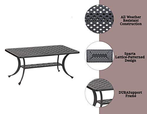 Ipatio Athens Cast Aluminum Patio Table For Indoor/Outdoor - Casual Low Raised Rectangular Patio Coffee Table #TOP3