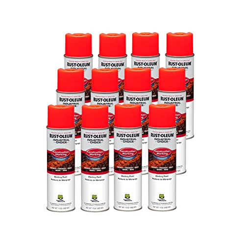 Image of Rust-Oleum Construction Marking Spray Paint, Fluorescent Red-Orange