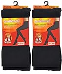 HeatGuard 2 Pairs Ladies Thermal Opaque Tights for Women Ladies Winter Tights Size M Black