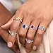 RANDES December Birthstone Ring 925 Sterling Silver Blue Topaz Ring Emerald Cut Gemstone Engagement Rings for Women Size 9