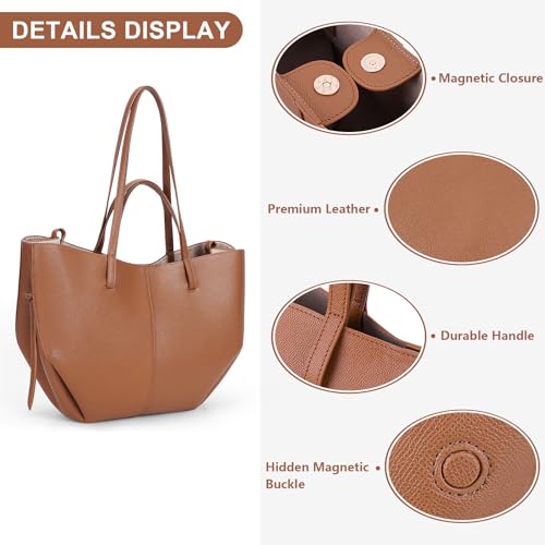 Juoxeepy Work Bag Faux Leather Tote Bag for Women Trendy Handbag Purse Fall Shoulder Bag with Magnetic Closure4