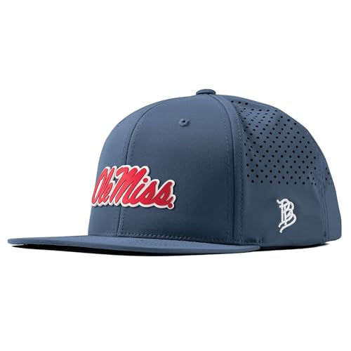 Branded Bills Officially Licensed x Mississippi Old Miss Rebels Navy Flat Performance Ole Miss Crimson Script PVC