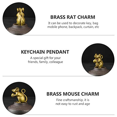 Toyandona Brass Mouse Figurine Mini Lucky Rat Statue Chinese Zodiac Pendants Charms Feng Shui Sculpture For Wealth Amulet Home Decorations #TOP5