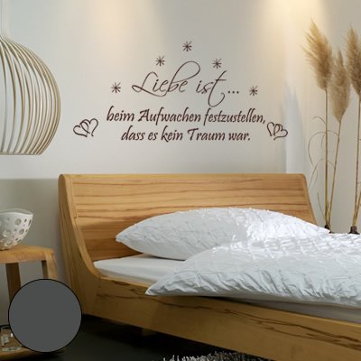 Wandtattoo 'Liebe Ist… Beim Aufwachen' – 90 X 42 Cm, Schwarz, Selbstklebend, Für Wand & Möbel