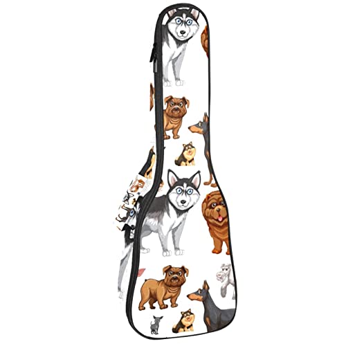 Housse ukulélé ténor motif husky chihuahua sac rembourré étanche