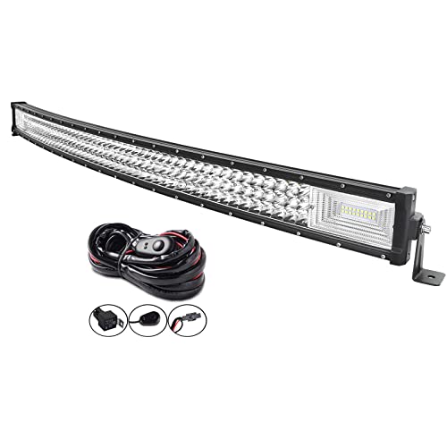 AUXTINGS 106.8 cm 540W Curvered LED Barra de luz LED Punto de inundación Cum Triple Línea de buceo con kit de arnés de cableado para el camino fuera de carretera ATV AWD SUV 4WD 4x4 Pickup, 12V 24V Cover