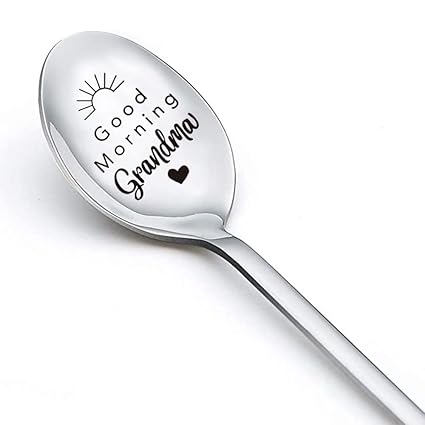 Best Grandma Gifts Good Morning Grandma Spoon for Coffee Dessert Tea Spoons Coffee Lover Gifts for Women Nana Grandmother Birthday Christmas Gifts from Granddaughter Grandson