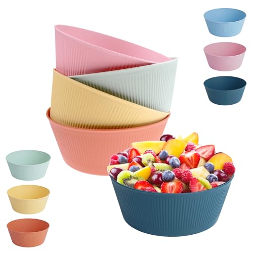Rongxze 6 Piezas Ensaladera, 60 OZ Irrompibles Cuenco Plastico para Ensalada Reutilizable, Grandes Cuenco de Camping para Niños y Adultos Frutas Ensalada Snack Ramen Cereales (6 Colores)
