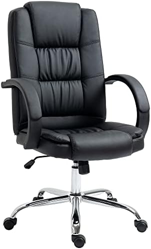 Vinsetto High Back Executive Office Chair, PU Leather Swivel Chair with Padded Armrests, Adjustable Height, Tilt Function, Black