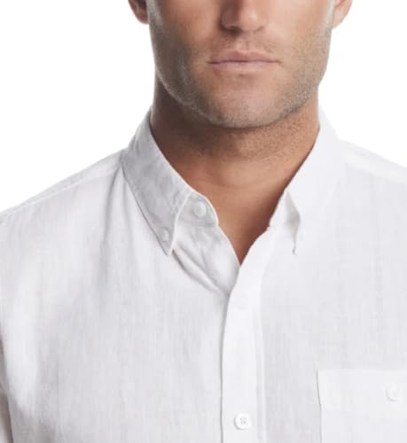 Weatherproof Vintage Men's Short Sleeve Linen Cotton Blend Woven Button Down Shirt4