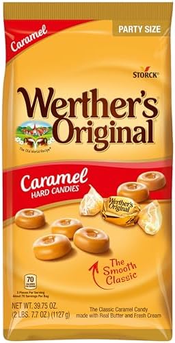 Original Caramel Hard Candy, 2.4LB Bulk Pack of Carmels Candy, Ideal for Sharing, Snacking, Parties and Gifting, Perfect for Stocking Up on Your Favorite Timeless Sweet Treat