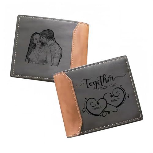 Gifts for Men Personalized Photo Wallet for Men Fathers Day Wallet with Picture & Name Leather Bifold Wallet Wallet for Dad Father (Style 3)