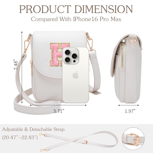 Image of Viverte Crossbody Purse for Teen Girls Small Initial Cell Phone Toddler Purse Leather Triple Compartment Crossbody Bags