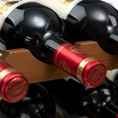 Soporte para 6 botellas de vino de bambú, 2 niveles miniatura 4