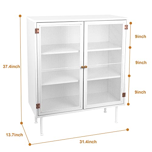 IRCPEN Sideboard Buffet Storage Cabinet, Small Accent Cabinet with 2 Mesh Door, 31" Cupboard Door Kitchen Cabinet with Shelves for Bar, Living Room,Dining Room, Hallway - Thumbnail 7
