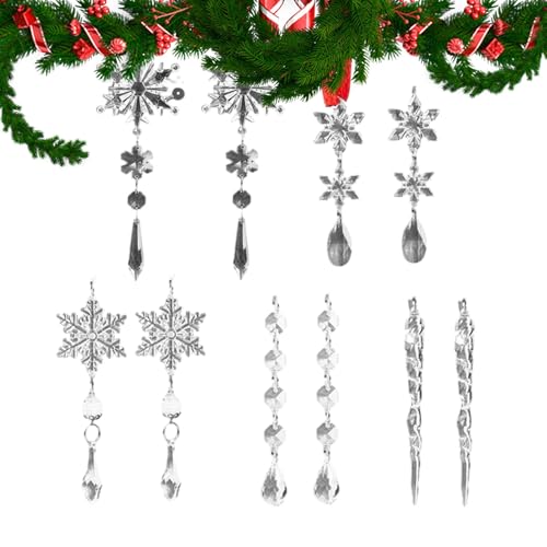 weiting Adornos De Copo De Nieve,Adornos De Copo De Nieve De Acrílico - 10 Decoraciones acrílicas para árboles de Navidad con Copos de Nieve,Colgantes de Cono de Hielo, Adorno de Copo de Nieve