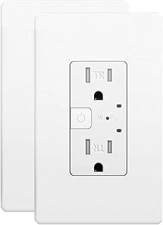 Smart Outlet with Matter, App & Voice Control, No Bridge, Works with Apple Home, Alexa, Google Home, SmartThings, 100% Privacy, White, 15A, 2-Pack