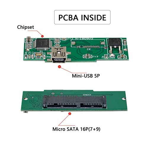 Caja externa USB2.0 para disco Micro SATA 1.8" miniatura 7