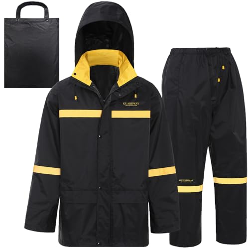 Rain Suits for Men Waterproof Hooded Jacket and Pants Breathable Rain Coats Rain Gear for Outdoor Activity and Work
