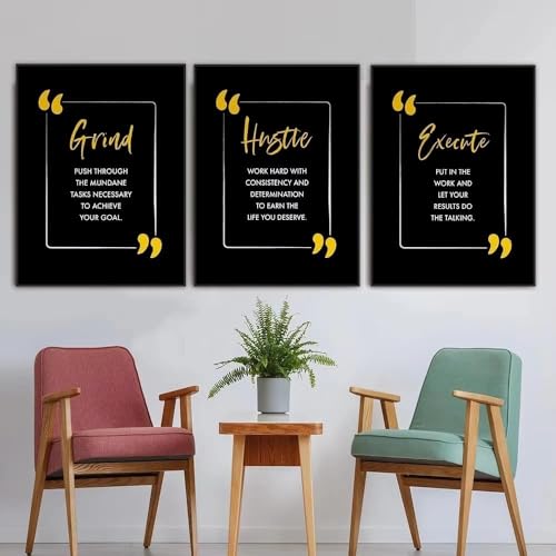 Citation motivante peinture sur toile déco design jaune et noir