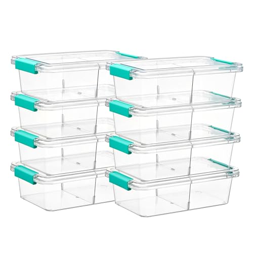Image of Vtopmart 8 Pack Clear Pencil Box with Removable Divider, BPA-Free Plastic Storage Containers for Pens, Pencils, Crayons, Markers, Craft Supplies and Small Items