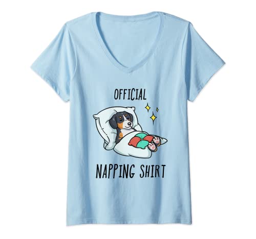 Mujer Perro de montaña suizo durmiendo mayor Camiseta Cuello V