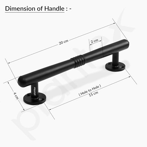 Image of Plantex 8 Inch Pull-Push Door Handle /Stainless Steel Main Door Handle /3 Years Warranty Pack of 2 (S-142, Black)
