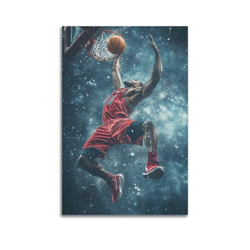 WXYZZB Impression sur toile abstraite minimaliste – Poster moderne pour amateurs de basket-ball Slam Dunk Décoration d'intérieur 30 x 45 cm