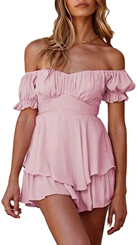 AOHITE Womens Summer Tube Top Dress Off-Shoulder Ruffled Flowy Mi...