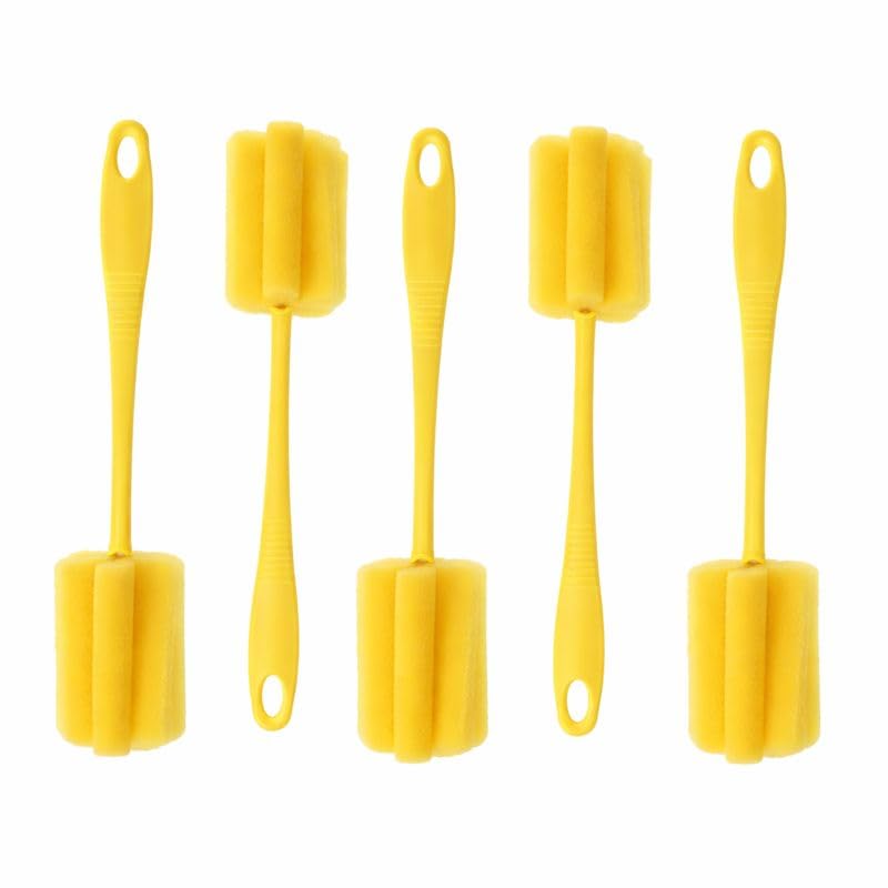 Sponge Bottle Cleaning Brush | Soft Foam Bottle Washer with Long Handle | Non-Scratch Cleaner for Baby Bottles, Glasses & Flasks Pack of 5-image-35