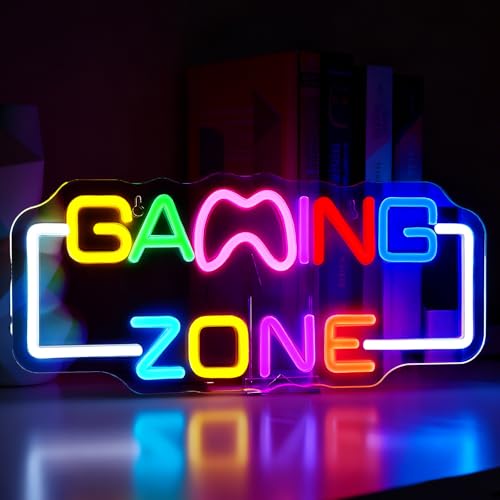 RNPKZ Cartel de neón para gaming, zona de juegos, letrero de neón LED para juegos, cartel de neón para sala de juegos, luces de neón, regalo para jugadores, niños y adolescentes