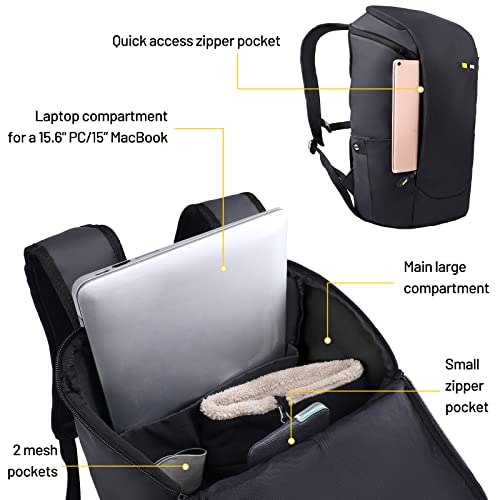 Mier Casual Daypack Travel Laptop Backpack Water Resistant, Commuter Back Pack Simple College Bookbag With Multiple Pockets For Men Women Work School Outdoors, Fits 15.6 Inch Notebook (27L, Black) #TOP2