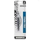 Zebra Pen Steel, F-Refill Ballpoint Ink Refills, 1.0mm Medium Point, Black Ink, Fits Zebra F-301, F-402, and F-701 Ballpoint Pens, Smooth Writing Performance, 2-Pack (85412)