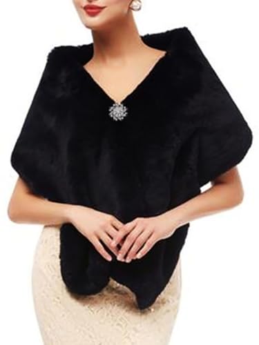 Yalice Women's Wedding Faux Fur Shawl and Wraps Bridal Fur Stole Cape Fur Scarf for Bride and Bridesmaids2