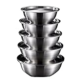 SDVantage Rührschüsseln Salatschüsseln Töpfe und Pfannen 10 Stück Set 316 Edelstahl Kochen Backen Metall Nesting Aufbewahrungsschalen Suppenschalen Grill Serviertabletts Obstschalen